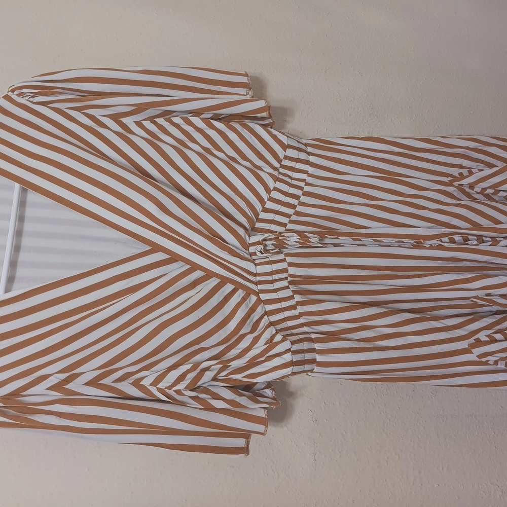 Striped Brown and White Dress